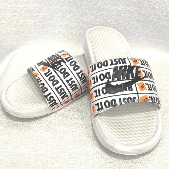 Nike Benassi JDI Just Do It Graphic Print Slide Sandals men sz 7 women sz 8.5-9 - Picture 1 of 6